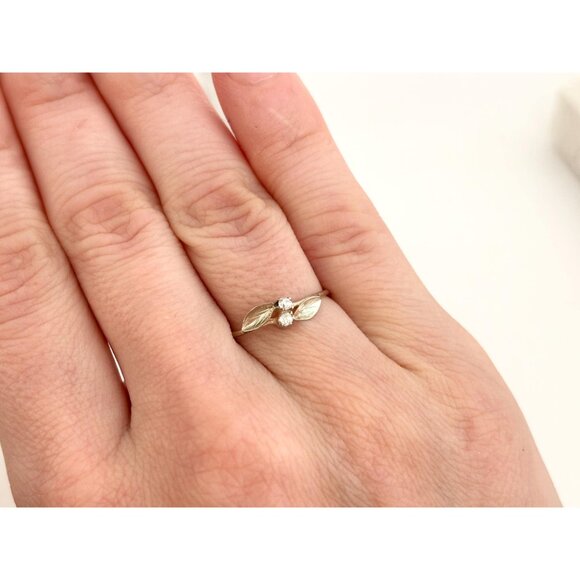 Dainty Double Lead & Gemstone 925 Sterling Silver Vintage Ring - sz 6.5 - Picture 8 of 9